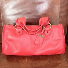 New Without Tags Spacious Genuine Leather Satchel Purse Bag In Coral Red Color By Talbots Features Top Dual Handles, Top Zip Closure, Old English Rasa Hardware, Interior Zip Pocket And Two Slip In Pockets Approximate Measurements: W 14”, H 7.5”, D 5” Condition Is Excellent, No Signs Of Wear From Smoke Free And Pet Free Home Thank You For Visiting My Closet, Check Out My Other Listings You Will Love It Bundle Up Two Or More Items - I Will Send You Bundle Discount And You Will Pay Only One Shippin Large Capacity Red Satchel For On-the-go, Red Everyday Satchel With Zipper Closure, Red Satchel With Large Capacity For On-the-go, Red Satchel With Gold-tone Hardware, Coral Red Color, Red Satchel Bag With Silver-tone Hardware, Coral Red, Satchel Purse, Purse Bag