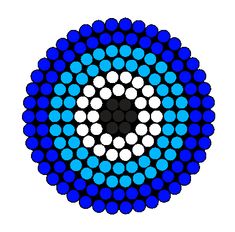 a blue and white circle with dots in the center, on a white background that is very similar to an optical object