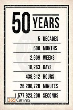 an advertisement for the 50th anniversary of 50 years in black and white with numbers on it