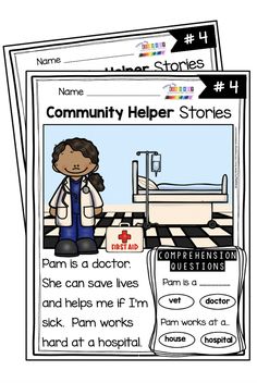 the community help stories for children to use in their writing and reading skills, with pictures of