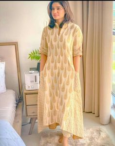 Aline Cotton Kurti, Aline Cotton Kurti Design, Cotton Aline Kurtis, Aline Kurta Designs Women, Collar Kurti Design Cotton, Aline Kurti Design Pattern, Anarkali Dress Neck Designs, Latest Kurta Designs Women, Designs For Suits Neck