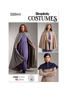 the sewing pattern is shown for misses and capes