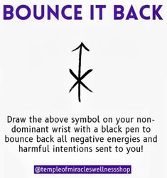 an advertisement with the words bounce it back written in purple ink on a white background