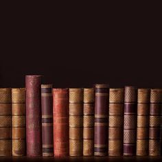 a row of old books sitting next to each other