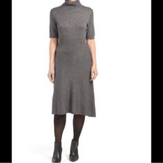 Gorgeous Grey Sweater Dress By Cynthia Rowley! Soft And Versatile You Can Dress It Up Or Down! Soft Cashmere Mix Ribbed Seamed Detail Flowy Skirt Fitted Waist Elbow Length Sleeve Turtleneck Pull On Construction Size Small Material 35% Acrylic 30% Rayon 30% Nylon 5% Cashmere Cashmere Sweater Dress, Gray Cashmere Sweater, Linen Sundress, Cynthia Rowley Dress, Sleeveless Sweater Dress, Grey Sweater Dress, Coral Dress, Knit Turtleneck, Silk Midi Dress