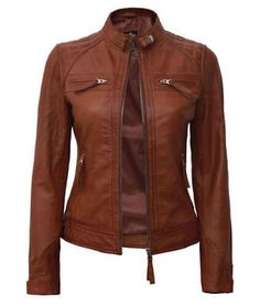 Trendy Fashion Brown Stylish Women's Leather Jacket Handmade Genuine Lambskin Biker Motorcycle, Womens Coats Jackets Brown Fitted Leather Jacket With Stand Collar, Fall Biker Leather Jacket With Stand Collar, Biker Leather Jacket With Stand Collar For Fall, Brown Stand Collar Biker Jacket For Winter, Brown Biker Jacket With Stand Collar For Winter, Fitted Brown Outerwear With Stand Collar, Brown Leather Biker Jacket With Stand Collar, Fitted Biker Jacket With Stand Collar For Spring, Winter Leather Jacket With Stand Collar