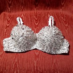 Please View Pictures For Missing Sequin On The Straps Shipped Same Day Or Next Business Day View Pictures, Sequin Beading, Silver Sequin, Bra Sizes, Women's Intimates, Sequin, Bra, Silver, Women Shopping