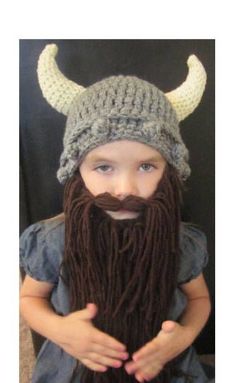 KIDS Viking Hat and Beard Fake Beards, Beanie Hat Pattern