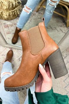 Tan / 5.5 Veronica Faux Leather Heeled Booties - Madison and Mallory Tan Booties, Faux Leather Heels, Shoe Fits, Fashion Board, Fall Style, Women Clothing Boutique, Clothing Boutique, Work Outfits, Leather Slip Ons