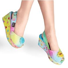 Theme: Sandal, Platform, Wedge, Slingback, Summer, Fun, Creative, Art, Individuality, Playful, Collectibles, Cosplay Department: Women Size: 8 Us / 38 Eu Brand: Hot Chocolate Design Sole Material: Rubber Outer Material: Fabric/Pu Closure Type: Buckle Style: Platform Wedge Style Name: Picnic Color: Multi, Pink, Blue, Yellow, Green Platform Height (Approximate): Back: 2.75 Inches; Front: 0.86 Inches Description And Features: Hot Chocolate Design Chocolaticas Women's Platform Wedge Slingback Sandal Yellow Casual Slingback Sandals, Cute High Heel Sandals For Summer, Multicolor Slingback Sandals For Summer, Multicolor Slingback Heels For Summer, Yellow Slingback Heels For Summer, Trendy Yellow Wedge Sandals, Yellow Wedge Sandals For Summer, Yellow Synthetic Wedge Sandals For Summer, Trendy Yellow Platform Wedge Sandals