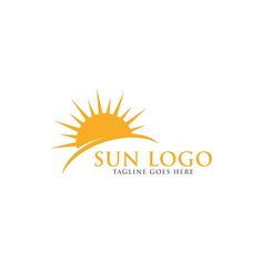 the sun logo is shown in yellow and orange colors, as well as white background