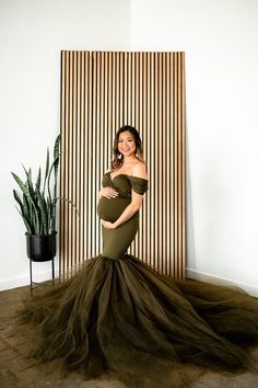 Dark Olive Ariel Maternity Photoshoot Dress Onesize - Chicaboo Maternity Photoshoot Dress, Dress With Skirt, Gown Rental, Maternity Dresses For Photoshoot, Crop Top Set, Tube Skirt, Photoshoot Dress, Maternity Skirt, Maternity Gowns