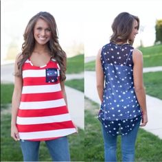 Super Cute Stars And Stripes Tank. Sheer And Longer In Back. Front Pocket. Tagged Size Small But Fits Like Extra Small. Bundle And Save 20%. No Trades Rainbow Tank Top, American Flag Tank Top, Adidas Tank Top, Plus Size Tank Tops, Women's Boutique, Stars And Stripes, Red And White Stripes, Boho Blouses, Striped Tank