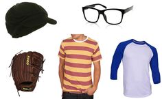 men's clothing and accessories including baseball mitt, eyeglasses, t - shirt