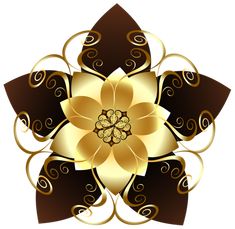 a gold and brown flower with swirls on it