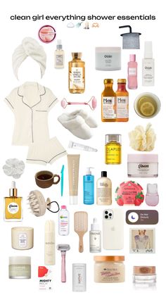 Wishlist Essentials, Everything Shower Essentials, Essentials Wishlist, Self Care Wishlist Ideas, Shower Essentials Aesthetic, Hygiene Essentials, That Girl Essentials, Girl Essentials, Clean Girl Products