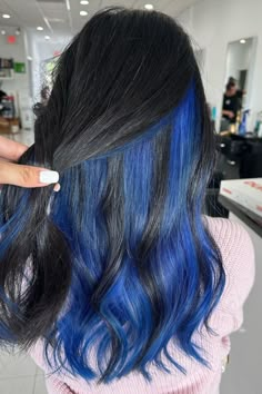 26 Blue Hair Color Ideas: Top Trending Shades For 2023 Blue Peekaboo Highlights, Color Ideas For Brown Hair, Blue Brown Hair, Hair Color Inspiration, Blue Hair Color