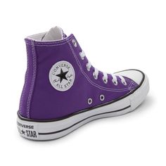 Converse Chuck Taylor All Star Hi Sneaker Purple High-top Sneakers For Streetwear, Purple Canvas Sneakers With Round Toe, Purple High-top Sneakers With Vulcanized Sole, Purple High-top Canvas Sneakers, Purple Canvas High-top Sneakers, Sporty Purple Cotton Sneakers, Purple High-top Lace-up Sneakers With Vulcanized Sole, Purple Lace-up High-top Sneakers With Vulcanized Sole, Purple Lace-up Canvas Shoes For Streetwear