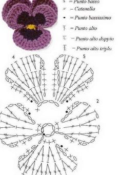 the crochet flower is shown with instructions to make it