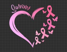 a pink heart with the words survivor and butterflies