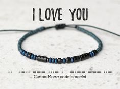 Custom Morse Code Bracelet Men, Handmade Personalized Gifts for men, Unique Anniversary Gifts for Boyfriend, Husband, Dainty Beaded Bracelet Adjustable Custom Text Friendship Bracelets, Custom Text Adjustable Friendship Bracelets, Casual Bracelets With Custom Text For Gifts, Casual Bracelets With Custom Text, Adjustable Beaded Bracelets With Custom Text For Gifts, Anniversary Gifts For Boyfriend, Code Morse, Handmade Personalized Gifts, Unique Anniversary Gifts