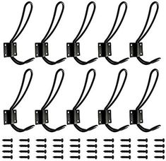 10 pairs of heavy duty hooks with clips for wall mounted cabinet doors, black