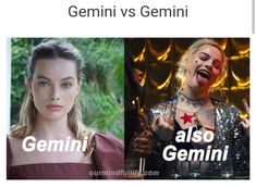 two women with makeup on their faces and the words gemini vs genni