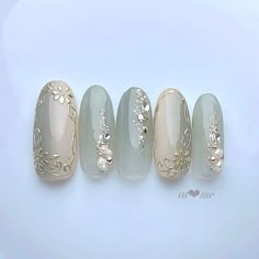 Japanese Nail Design, Asian Nails, Vintage Nails, Stylish Nails Designs, Art Nail Art, Pretty Gel Nails, Really Cute Nails, Nail Art Wedding, Bridal Nails