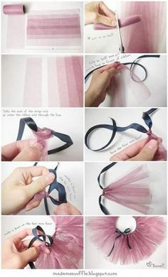 how to make a tulle ballerina skirt with ribbon and bow step by step