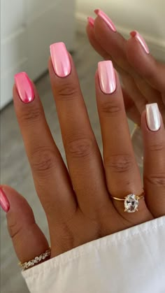 2 Color Manicure Ideas, Money Nails Designs, Mani Ideas, Nagellack Trends, Pink Gel Nails, Fancy Nails Designs, Summery Nails