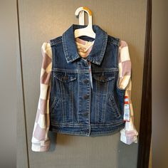 Cat & Jack Checkered Rose/Cream Pullover Sweatshirt Very Soft (Xs4/5) Cat & Jack Jean Jacket Vest (Sm6/6x) (Purchased The Jacket So It Be Little Bigger & Comfortable Over Shirt) And Never Wore Purchased From Target Nwt! **I Will Separate If Interested ** ***I’m Always Open For Offers*** **All Items May Show Some-Wash & Wear*** ***All Items Are Washed In Non Chemical Washing Powders***Unless Stated Nwt*** Cute Fall Tops With Pockets, Baby Denim Jacket, Jean Jacket For Girls, Jean Jacket Vest, Rose Cream, Long Sleeve Denim Jacket, Crop Jean Jacket, Over Shirt, Denim Pocket