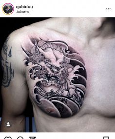 Japan Chest Tattoo, Chest Tattoo Japanese, Dragon Tattoo Sketch, Feminine Tattoo Sleeves, Skull Sleeve Tattoos