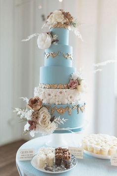 Blue Ornate Wedding Cake Details Coastal Blue Wedding, Wedding Cake And Dessert Table, Cake And Dessert Table, Ornate Wedding, Cake And Dessert, Bride Guide, Wedding Proposals, Wedding Set Up, Coastal Blue