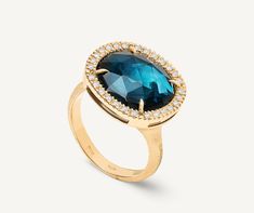 JAIPUR COLOR 18K Yellow Gold London Blue Topaz Cocktail Ring With Diamonds Topaz Cocktail Ring, Marco Bicego, Branded Gifts, London Blue Topaz, London Blue, Color Collection, Precious Gemstones, High Jewelry, Cocktail Ring