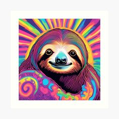 sloth, psychedelic, sloths, cute sloth, rainbow, trippy, animal, psychedelic sloth, colorful, hippie, sloth lover, sloth art, animals, cute animals, abstract, happy, pop art, rainbow sloth, love, sloth lovers, acid, groovy, retro, 60s, jungle, trippy sloth, mushroom, psychedelia, bright, cute, cool, color, psychedelic art, psychedelic animals, trip, pattern, girl who loves sloths, baby sloth, sloth life, pastel rainbow, sloth rainbow, unicorn, acid, three toed sloth, vibrant, funky, smiling, south american wildlife, wild animals, hippy, 1960s, bright colors, lioncrusher, rebecca wang, contemporary, fauvism, realism, hot pink, orange, yellow, green, teal, blue, purple Sloths Cute, Animals Abstract, Three Toed Sloth, American Wildlife, Sloth Life, Sloth Art, 1960's Fashion, Art Rainbow