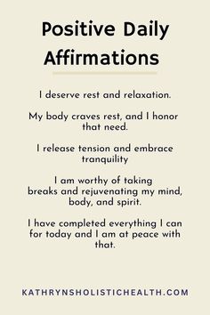 a poem with the words positive daily affirmations written in black and white on it