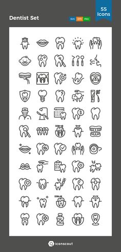 the dental icons are shown in black and white