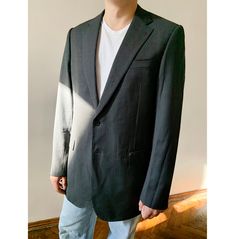 Men's striped blazer SOC13TY brand - 100% wool - size M - striped - with pockets - perfect condition Measurements: Shoulders 45 cm Sleeve 68 cm Length 84 cm Striped Blazer Outfit, Wool Blazer Mens, Light Blue Jacket, Beige Trench Coat, Black Velvet Blazer, Women Overcoat, Mens Stripes, Striped Jacket, Oversized Coat