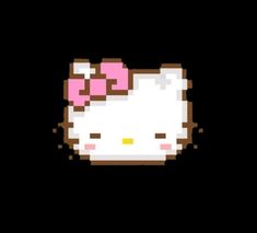 an image of hello kitty with pink bow on it's head in the dark