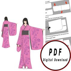 20% discount on minimum orders of 3 items Digital PDF file to create your own kimono ready to be downloaded and printed on 1/1 scale Pattern and instructions step by step of the process for beginners - After you buy the item you will get access to download page with your files. - Then just press the DOWNLOAD button and that's it,you are ready to start making your costume FILE INFORMATION You will receive the costume PDF file's that include 1 X PDF pattern for A4 size ready to print on 1/1 scale Geisha Kimono Pattern, Dress For Beginners Sewing, Free Kimono Sewing Pattern, Free Cosplay Patterns, Long Kimono Pattern, Kimono Sleeve Pattern, Kimono Pattern Sewing, Patron Kimono, Kimono Pattern Design