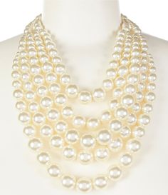 From Southern Living&#x2C; this necklace features:Statement necklaceGold/Pearl- Zinc/AcrylicLobster claw closureApprox. 18" L +3" extender chainImported. Pearl Jewelry Necklace, Gold Statement Necklace, Funky Jewelry, Accessories Jewelry Necklace, Southern Living, Bib Necklace, Dillard's, Gold Pearl, Pearl Jewelry