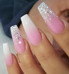 Nail Designs Easy, Nail Acrylic, Romantic Nails, Nails Nude, Nail Art Techniques, Nails For Kids, Sparkle Nails, Nails Manicure, Nail Designs Glitter