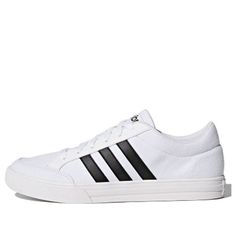 adidas VS Set 'White Black' AW3889 (SNKR/Skate/Unisex/Low Top/Non-Slip) Adidas White Skate Shoes With Vulcanized Sole, White Canvas Shoes For Sports, White Canvas Shoes With Vulcanized Sole For Skateboarding, White Vulcanized Canvas Shoes For Skateboarding, White Adidas Skate Shoes For Skateboarding, White Skate Shoes With Vulcanized Sole For Sports, White Low-top Skate Shoes With Three Stripes Branding, Adidas White Skate Shoes For Sports, White Adidas Sneakers For Skateboarding