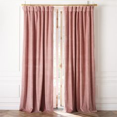 the pink curtains are open and ready to be hung