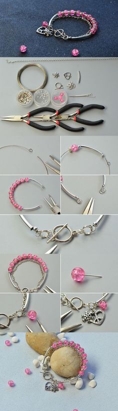 several different types of bracelets and earrings