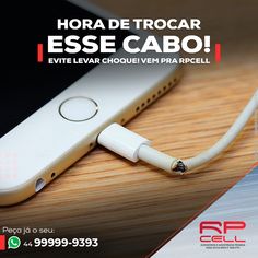 an advertisement for a cell phone with the text hora de trocar esse cabo