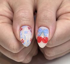 Groovy 4th Of July Nails, Palm Tree Nails, Fourth Of July Nails, 4th Of July Nails, Painted Nail Art, July Nails, June 21, Creative Nails