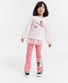 in stock Hello Kitty Print Cotton Sleepwear For Pajama Party, Cotton Hello Kitty Loungewear Sets, Cute Cotton Sleepwear With Hello Kitty Print, Playful Hello Kitty Print Sleepwear, Hello Kitty Print Pink Cotton Sleepwear, Friend Outfits, Hello Kitty, Leggings, Kitty