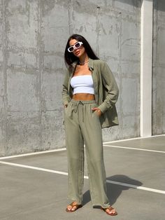 "🌿Women's wide leg pants in white, olive and blue colors. Loose and roomy fit creates comfort, while soft linen fabric soothes the skin. MORE: https://www.etsy.com/shop/ArtVyshyvankaUA?ref=seller-platform-mcnav§ion_id=38397051 🌿fabric: linen 80%, cotton 20% 🌿CARE: machine washable 30-40C (95-105F) / tumble dry low ----------------------------------------------------------------------------------------------------- Delivery time after shipping: USA 2-5 weeks Canada 4-6 weeks UK 3-5 weeks EU 1- Trendy Green Relaxed Fit Wide Leg Pants, Trendy Green Wide Leg Pants With Relaxed Fit, Trendy Linen Bottoms With Pockets, Trendy Linen Wide Leg Pants For Spring, Versatile Linen Bottoms For Spring, Spring Khaki Cargo Pants, Versatile Linen Wide Leg Pants, Trendy Linen Pants With Pockets, Spring Khaki Linen Bottoms