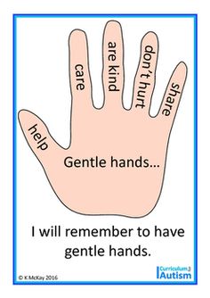 a hand with the words gentle hands and i will remember to have gentle hands